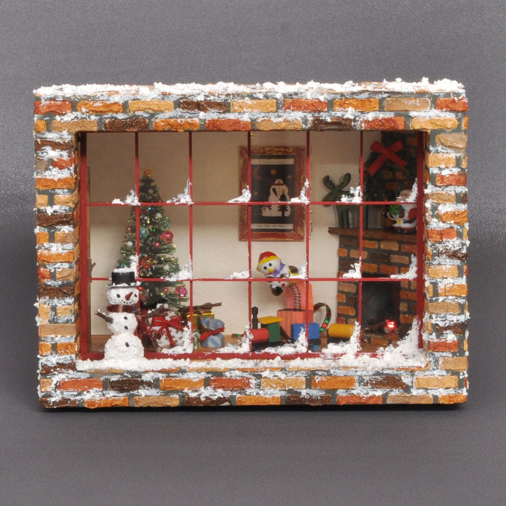 Happy Christmas - The Fireplace Room - Red Window Frame - In Frame