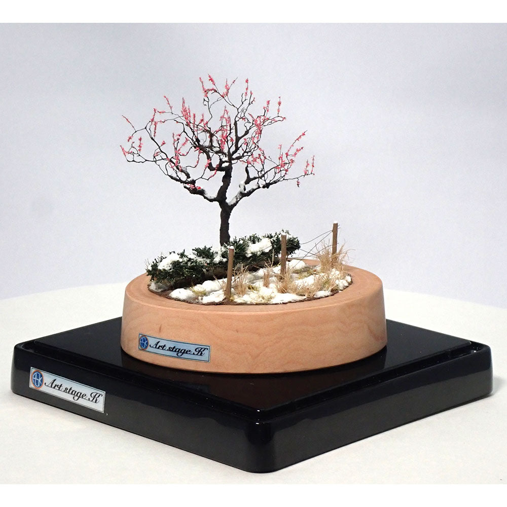 bonsai tree diorama Snowy landscape and red plum trees : Art Stage K, 1:87 scale mini-dior –  Sakatsu Global