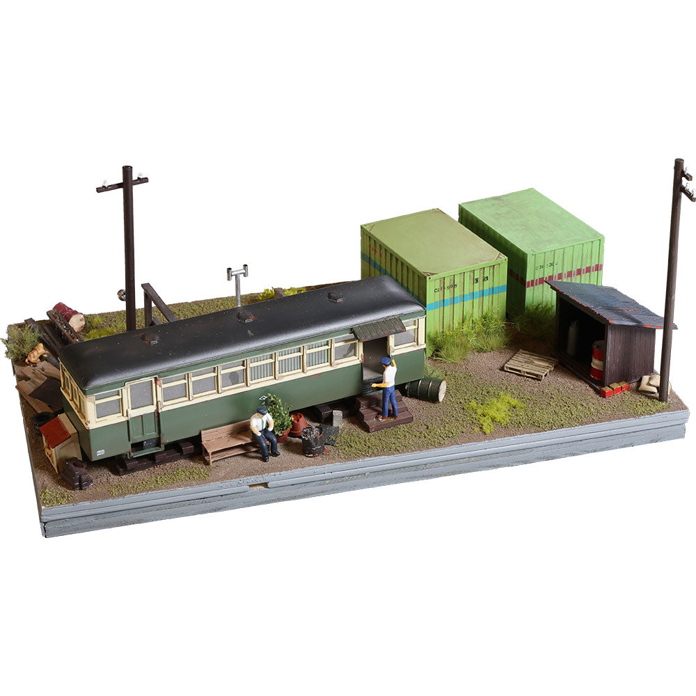 Crew rest room made of abandoned train car and Storage, Containers