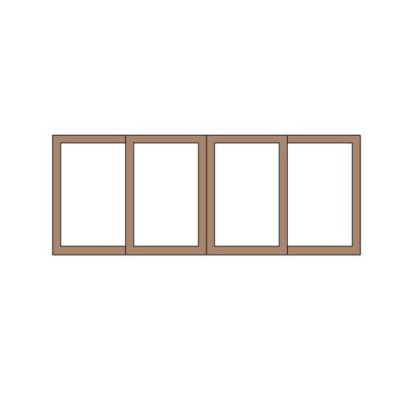 Two Window 15type 39.5 x 15.5mm 1 Set (4pcs) : Classic Story Unpainted Kit HO (1:87) PAS-0003-15