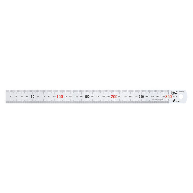 Straight ruler silver 30cm with red numbers JIS : Shinwa Rules Tools 1 ...