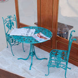 Iron table and 2 chairs (white): Cobani unpainted kit 1:12 IF-004