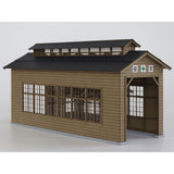 Wooden Single-Track Locomotive Depot Type-A Tin Roof Ver.: Baioudou HO (1:80) Unpainted Kit ST-031-80C