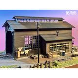 Wooden Single-Track Locomotive Depot Type-A Tin Roof Ver.: Baioudou HO (1:80) Unpainted Kit ST-031-80C