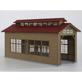 Wooden Single-Track Locomotive Depot Type-B Tile Roof Ver.: Baioudou HO (1:80) Unpainted Kit ST-032-80C