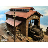 Wooden Single-Track Locomotive Depot Type-B Tile Roof Ver.: Baioudou HO (1:80) Unpainted Kit ST-032-80C