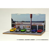 CMDP-064-009 Gas station parking lot (outer dimensions: W 271 x D 168 x H 135 mm) : Hakoniwa Giken, Aassembly required display case 1:64