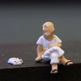 Sakatsuu Doll Series Manabe Collection - Man on the Veranda Shogi B (with Dozing Cat) : Sakatsuu 成品 HO(1:87) 7526