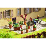 9 maceteros de flores en maceta : Set completo pintado Noch HO(1:87) 14012