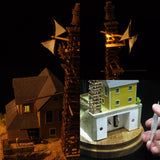 House with Windmill : Lion Model Sho Fujihira - Painted - 1:150 size