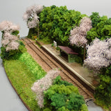 [Limited to 3 units] N Scale Mini Layout - Mountain Small Station with Cherry Blossoms : KDF Diorama work 1:150 size