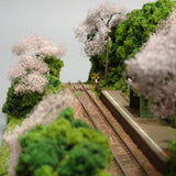 [Limited to 3 units] N Scale Mini Layout - Mountain Small Station with Cherry Blossoms : KDF Diorama work 1:150 size