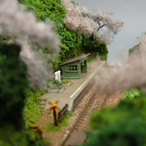 [Limited to 3 units] N Scale Mini Layout - Mountain Small Station with Cherry Blossoms : KDF Diorama work 1:150 size