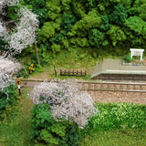 [Limited to 3 units] N Scale Mini Layout - Mountain Small Station with Cherry Blossoms : KDF Diorama work 1:150 size