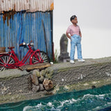 90mm Cube Miniature "The guy from out of town 2" : Taro, Diorama art work Non-scale 291