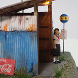 90mm Cube Miniature "The guy from out of town 2" : Taro, Diorama art work Non-scale 291