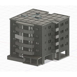 Mid-rise apartment : Diorama City Building 3D unpainted kit 1:600 size 3001