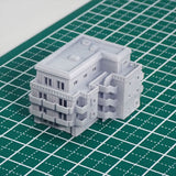 4 story apartment building : Diorama City Building 3D unpainted kit 1:600 size 3004