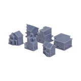 Set of 6 detached houses : Diorama City Building 3D unpainted kit 1:600 size 3008