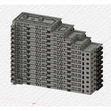 Apartment block B (13 stories) : Diorama City Building 3D unpainted kit 1:600 size 3019