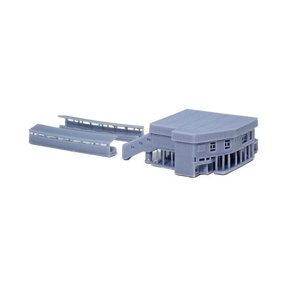 Station Building & Platform : Diorama City Building 3D unpainted kit 1:600 size 3020