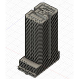 Tower Mansion B : Diorama City Building 3D unpainted kit 1:600 size 3024