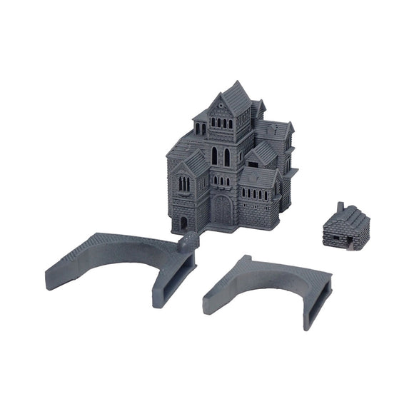 Forest Pavilion with Bridge : Fantasy Realm Architecture Building 3D unpainted kit 1:600 size 4001