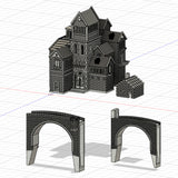 Forest Pavilion with Bridge : Fantasy Realm Architecture Building 3D unpainted kit 1:600 size 4001