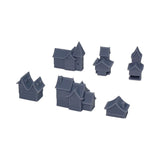 Village of the Beginning (set of 6 buildings) : Fantasy Realm Architecture Building 3D unpainted kit 1:600 size 4002
