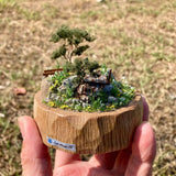 Abandoned freight car in a forest railway : Art Stage K - Diorama Art Work 1:87 scale HO narrow gauge