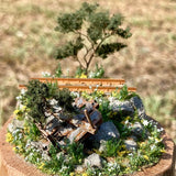 Abandoned freight car in a forest railway : Art Stage K - Diorama Art Work 1:87 scale HO narrow gauge