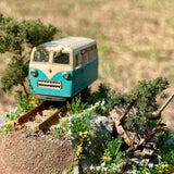 Abandoned freight car in a forest railway : Art Stage K - Diorama Art Work 1:87 scale HO narrow gauge