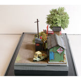 A scene with a small shrine and a bus stop : Keichu Matsuo Diorama work 1:80 scale Joken No.7