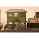 Showa-Era Scenery: Behind the Station-Post Office and Matsukawa Taxi (Taxi Attached): Keichu Matsuo, Diorama Art work, 1:80 Scale, Scenery No. 19