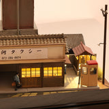 Showa-Era Scenery: Behind the Station-Post Office and Matsukawa Taxi (Taxi Attached): Keichu Matsuo, Diorama Art work, 1:80 Scale, Scenery No. 19