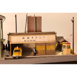 Showa-Era Scenery: Behind the Station-Post Office and Matsukawa Taxi (Taxi Attached): Keichu Matsuo, Diorama Art work, 1:80 Scale, Scenery No. 19
