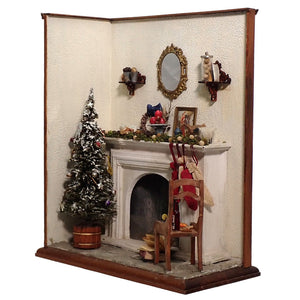 Christmas Fireplace : Up Far Field, Dollhouse art work 1:12-scale