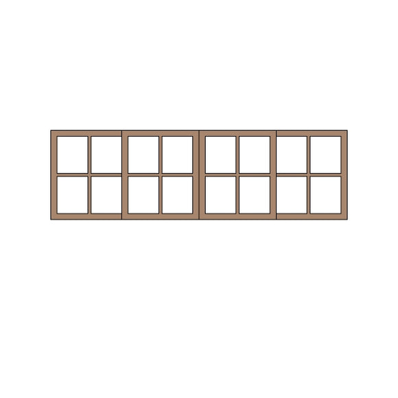 Ventana de 2 habitaciones tipo 02 39,5 x 12 mm 1 juego (4 piezas): Classic Story Kit sin pintar HO (1:87) PAS-0003-02