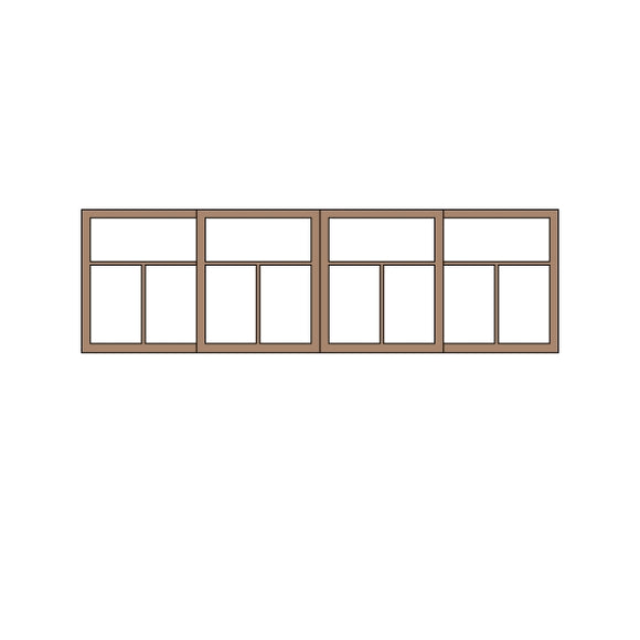 2-room Window 12type 39.5 x 12mm 1 set (4 pieces) : Classic Story Unpainted Kit HO (1:87) PAS-0003-12