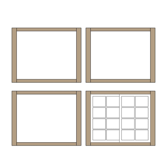 1 房间窗框 01 型 19 x 15.5mm 4 件：经典故事未上漆套件 HO (1:87) PAS-0004-01