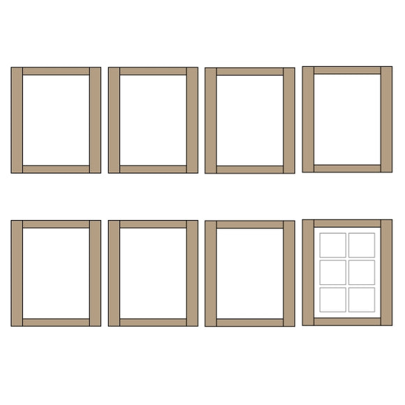 Half Window Frame 09type 8.75 x 12mm 8pcs : Classic Story Unpainted Kit HO (1:87) PAS-0004-09