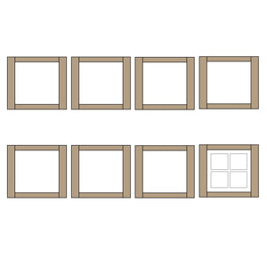 Marco de media ventana 10 tipo 8,75 x 8,5 mm 8 piezas: Classic Story Kit sin pintar HO (1:87) PAS-0004-10