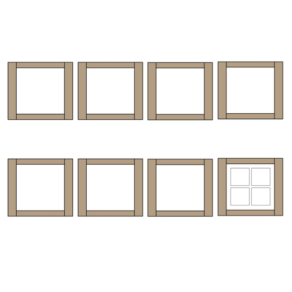Half Window Frame 10type 8.75 x 8.5mm 8pcs : Classic Story Unpainted Kit HO (1:87) PAS-0004-10