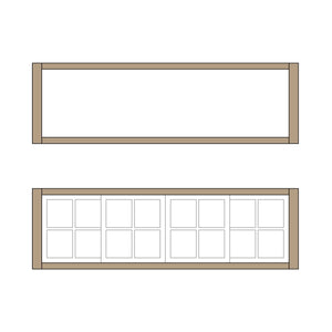 Marco de ventana de 2 habitaciones 16 tipo 39,5 x 10 mm 2 piezas: Classic Story Kit sin pintar HO (1:87) PAS-0004-16
