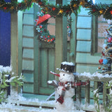 Happy Christmas Snowman in front of the front door <Green House> In-frame: Nobuko Kameda, painted, non-scale