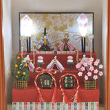 Miniature Hina Decorations - Three Tiered Doll Decorations - In Frame : Nobuko Kameda Pre-Painted Non-Scale