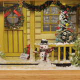 Happy Christmas Snowman in front of the entrance <Yellow House> In-frame: Nobuko Kameda, painted, non-scale