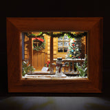 Happy Christmas Snowman in front of the entrance <Tree House> In-frame: Nobuko Kameda, painted, non-scale