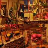 Feliz Navidad - Sala de la chimenea - Ventana y entrada rojas - En marco: Nobuko Kameda - Pintado - Sin escala