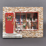 圣诞快乐 - 壁炉房 - 红色窗户和入口 - 相框：Nobuko Kameda - 彩绘 - 非比例